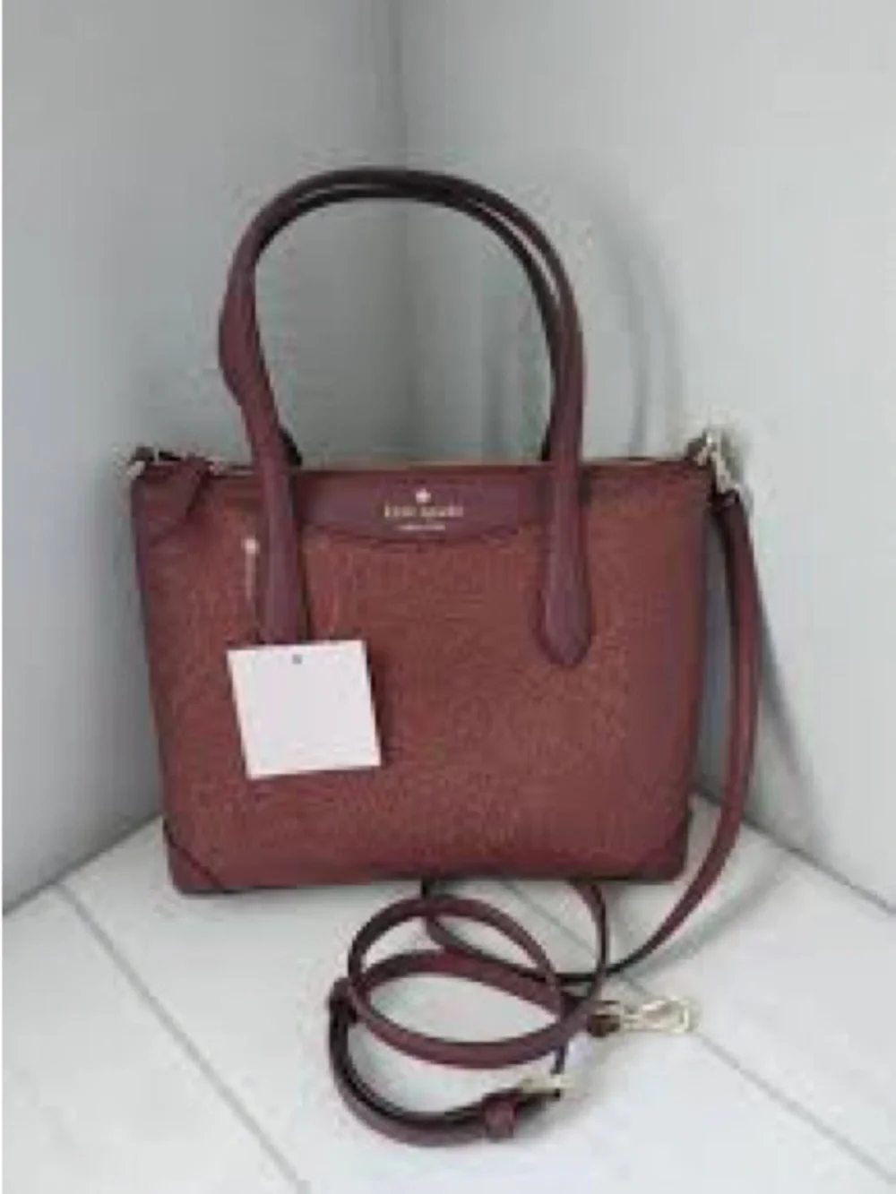 Kate Spade NWT Shimmy glitter deep plum medium satchel crossbody